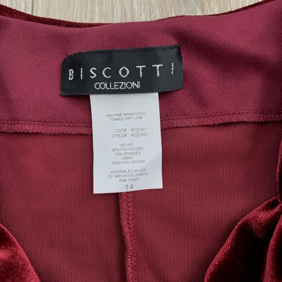 2 pc Biscotti Collezioni Red Velvet Long Sleeve Top Floral Skirt Girls Sz 14 - Picture 3 of 10